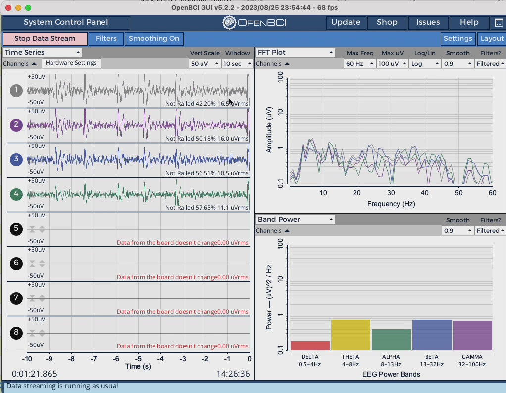 GUI video showing eye-blink data from headband kit electrodes