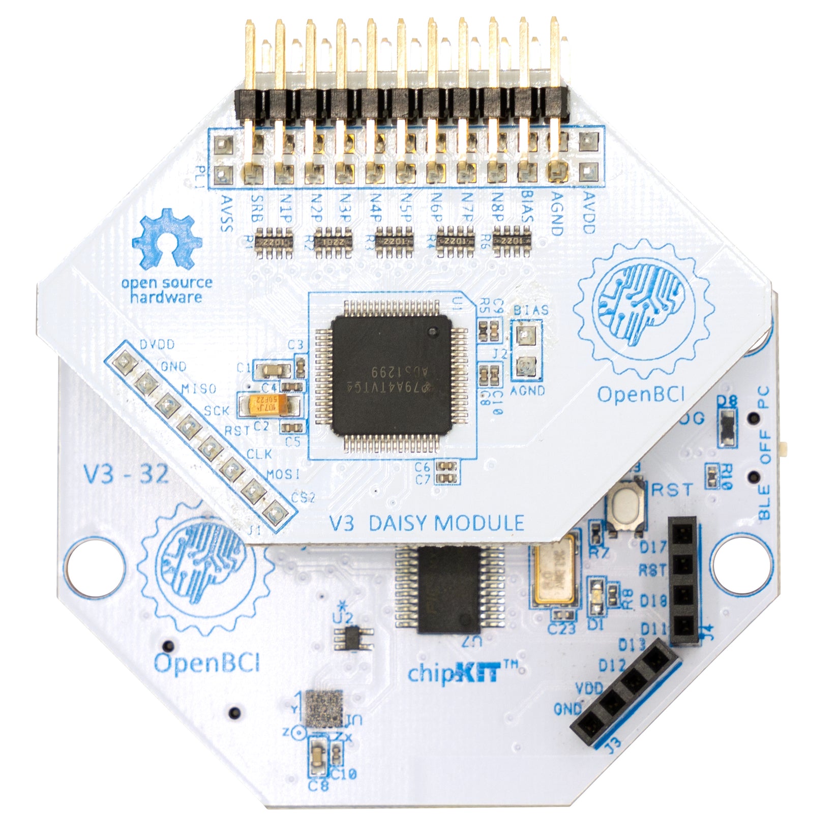 Cython Board Cyton + Daisy Biosensing Boards (16-Channels) – OpenBCI Shop
